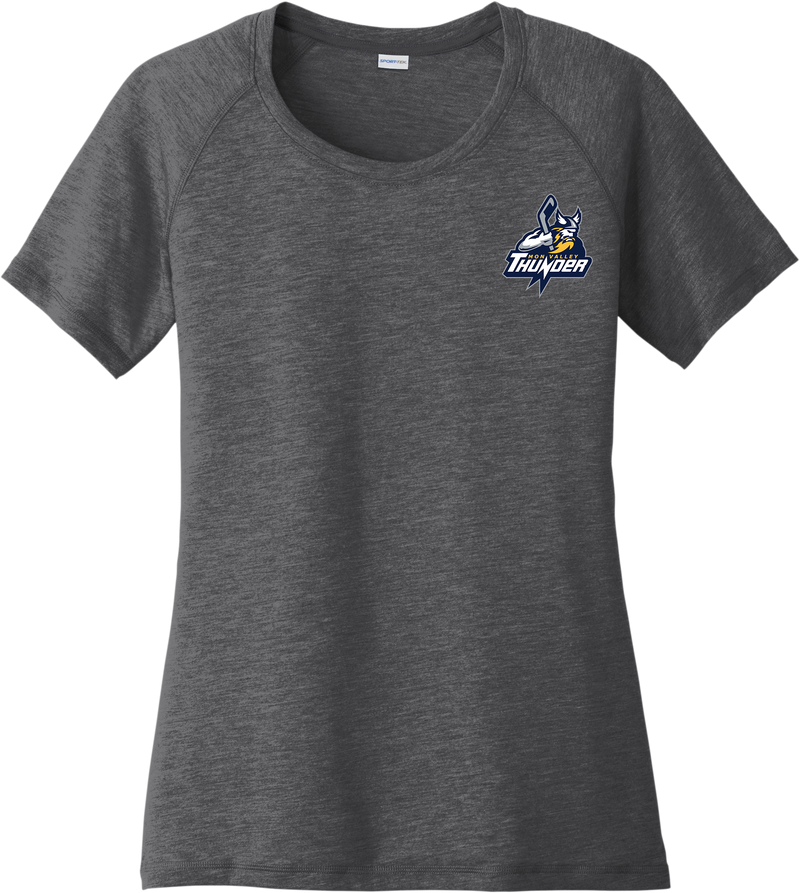 Mon Valley Thunder Ladies PosiCharge Tri-Blend Wicking Scoop Neck Raglan Tee