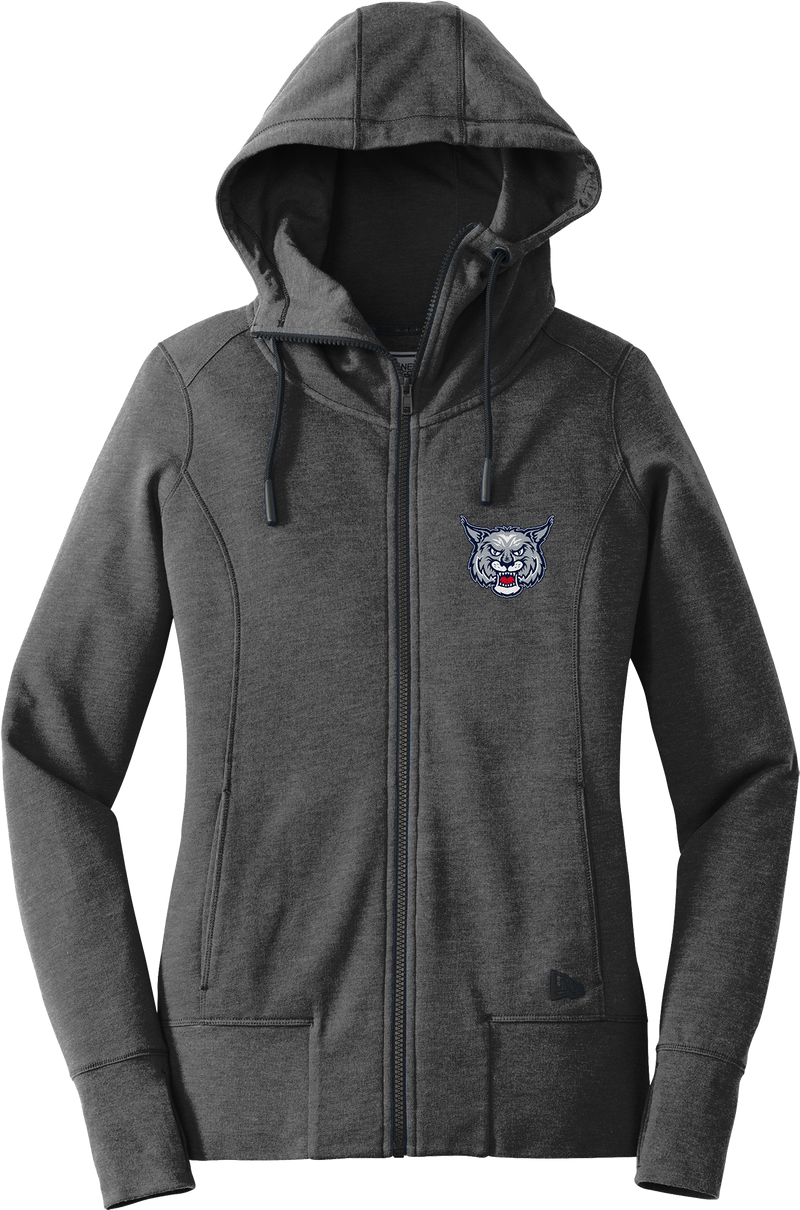 CT Bobcats New Era Ladies Tri-Blend Fleece Full-Zip Hoodie